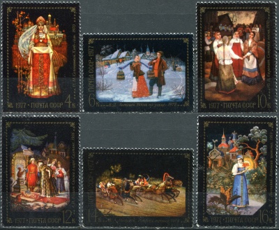 СССР. 1977. Народные картины Федоскино (Серия почтовых марок. MNH OG)