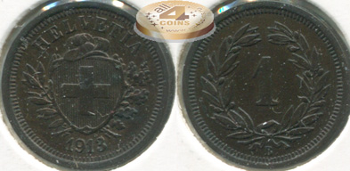 Швейцария. 1 раппен. 1913 (aUnc)