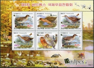 КНДР. 2009. Международная выставка марок BIRDPEX 6, Антверпен 2010 (I) (Малый лист. MNH OG)