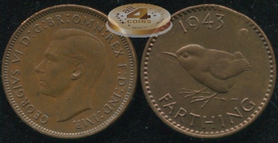 Великобритания. 1 фартинг. 1943 (Unc)