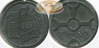 Нидерланды. Монета 1 цент. 1943 (KM#170. Unc)