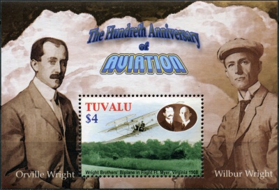 Тувалу. 2003. Полёт на "Флайере", Форт Мер, Виргиния (Блок. MNH OG)