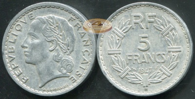 Франция. 5 франков. 1947.B (XF)