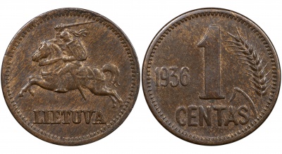 Литва. Монета 1 цент. 1936 (KM#79. aUnc)