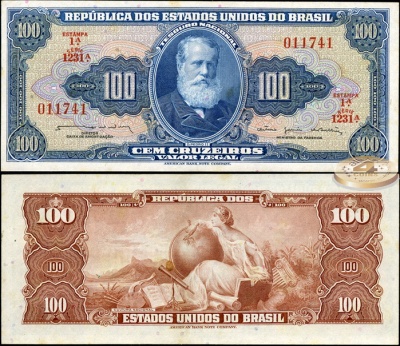 Бразилия. 100 крузейро (Ser.1231, Sign.13) (Unc) 1961
