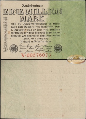Германия (Веймарская респ.). 1 000 000 марок (Unc) 1923