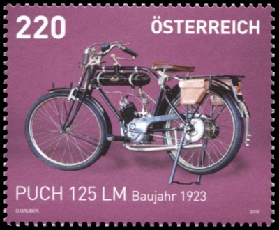 Австрия. 2016. Puch 125 LM производства 1923 (Почтовая марка. MNH OG)