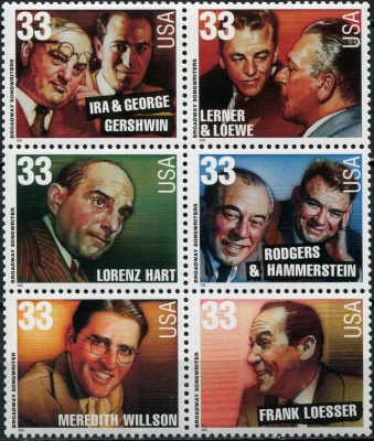 США. 1999. Бродвейские авторы песен (Сцепка. MNH OG)