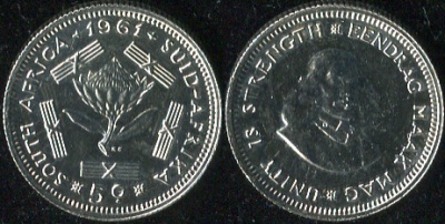 ЮАР. 5 центов. 1961 (Unc. Серебро)