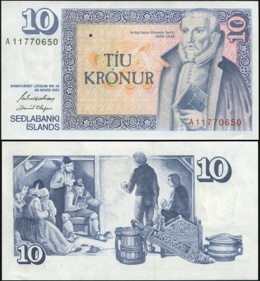 Исландия. Банкнота 10 крон. L.1961 (1983). Unc. Бумага. Кат# P.48c