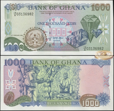Гана. Банкнота 1000 седи. 23.02.1996. Unc. Бумага. Кат.# P.29d