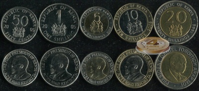 Кения. Набор №5 (5 монет. 3 биметалла) 1998-2005