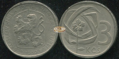 Чехословакия. 3 кроны. 1969 (XF)
