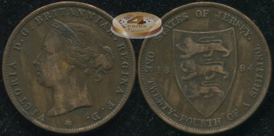 Джерси. 1/24 шиллинга. 1894 (XF)