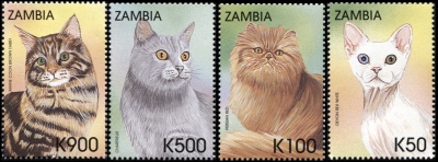 Замбия. 1999. Кошки (Серия. MNH OG)