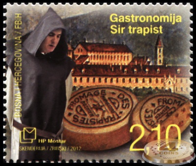 Босния и Герцеговина. 2012. Сыр Трапист (Почтовая марка. MNH OG)