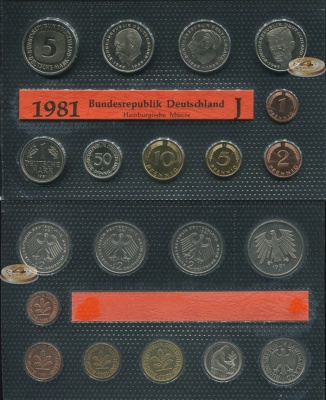 Германия (ФРГ). Официальный набор (Unc. 10 монет) 1981.J