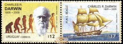 Уругвай. 2009. 200 лет со дня Рождения Чарльза Дарвина (Сцепка. MNH OG)