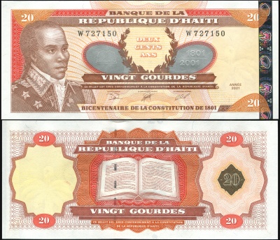 Гаити. Банкнота 20 гурдов. 2001(2007). Unc. Бумага. Кат.# P.271A