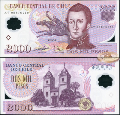 Чили. 2000 песо (Unc. Пластик) 2008