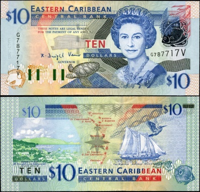 Восточные Карибы (Сент-Винцент). 10 долларов (Unc) 2003