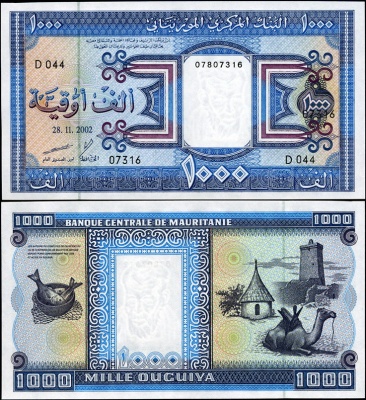 Мавритания. 1000 угий (Unc) 2002