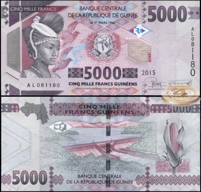 Гвинея. 5000 франков (Unc) 2015
