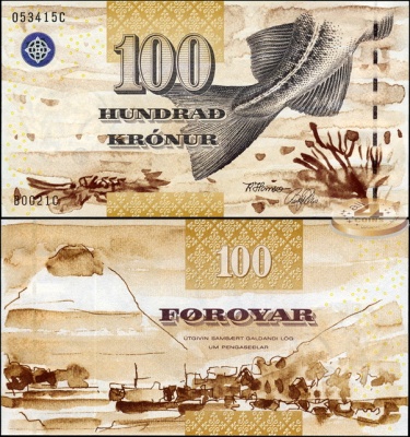 Фарерские острова. 100 крон (Unc) 2002
