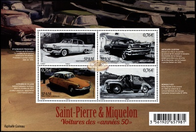Сен-Пьер и Микелон. 2015. Автомобили 50-х годов (Блок. MNH OG)