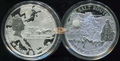 Малави. Монета 20 квачей. 2009 (Proof. Серебро. Капсула. Вставка из каменной соли) Величка-Орава