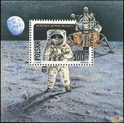 Польша. 1989. 20 лет экспедиции на Луну (Блок. MNH OG)