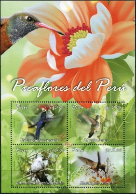 Перу. 2013. Перуанские Колибри (Малый лист. MNH OG)