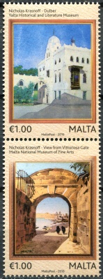 Мальта. 2016. Картины Николая Краснова (1864-1939) (Сцепка. MNH OG)