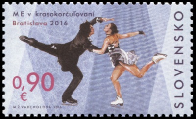 Словакия. 2016. Чемпионат Европы по Фигурному Катанию в Братиславе (Почтовая марка. MNH OG)
