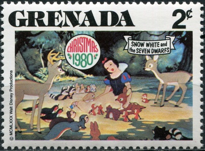 Гренада. 1980. Белоснежка поет животным (Почтовая марка. MNH OG)