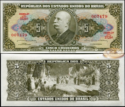 Бразилия. 5 крузейро (Unc) 1964