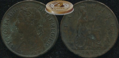 Великобритания. 1 фартинг. 1893. (aVF/F+)