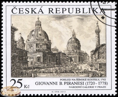 Чехия. 2013. Вид на Римские Храмы, 1762, Джованни Пиранези [1720-1778] (П. марка. CTO Гашеная)