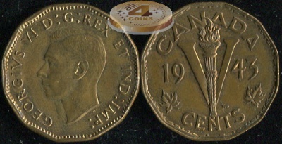 Канада. 5 центов. 1943 (Unc)