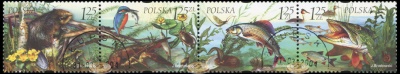 Польша. 2004. Пресноводная флора и фауна (Сцепка. CTO Гашеная)