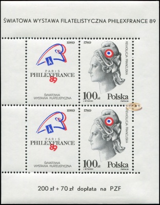 Польша. 1989. Всемирная Филателистическая выставка в Париже Philexfrance 89 (Малый лист. MNH OG)