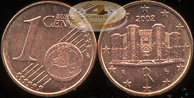 Италия. 1 евроцент. 2002 (Unc)