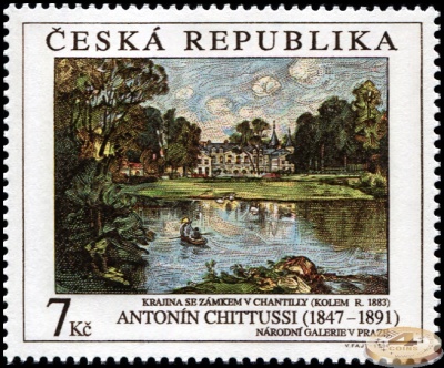 Чехия. 1997. Пейзаж с Шато Шантийи. 1883. Антонин Хитусси [1847-1891] (Почтовая марка. MNH OG)