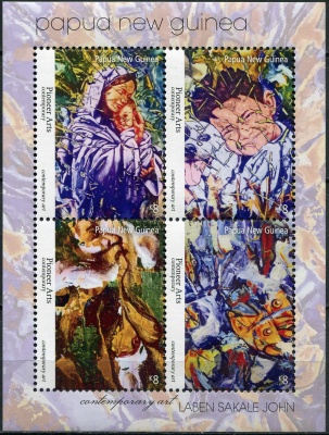 Папуа Новая Гвинея. 2019. Картины Лабена Сакале Джона (II) (Блок. MNH OG)