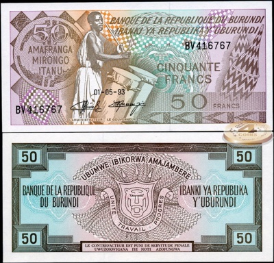Бурунди. 50 франков (Unc) 1993