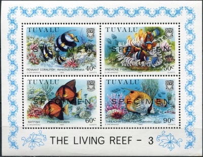 Тувалу. 1989. Жизнь коралловых рифов (Блок. MNH OG. Specimen)