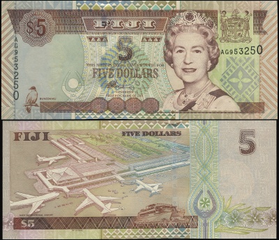 Фиджи. Банкнота 5 долларов. ND(2002). Unc. Бумага. Кат.# P.105b
