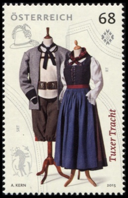 Австрия. 2015. Тирольские национальные костюмы (Почтовая марка. MNH OG)