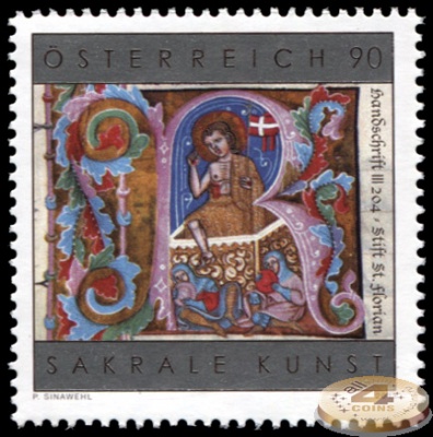 Австрия. 2013. Буквица из Манустрипта III 204. Святой Флориан (Почтовая марка. MNH OG)