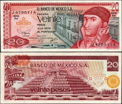Мексика. 20 песо (Unc) 1977